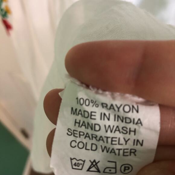 Shoreline White Embroidered Mexican Dress Short Sleeve Flowy Women's Size Small - Picture 4 of 6